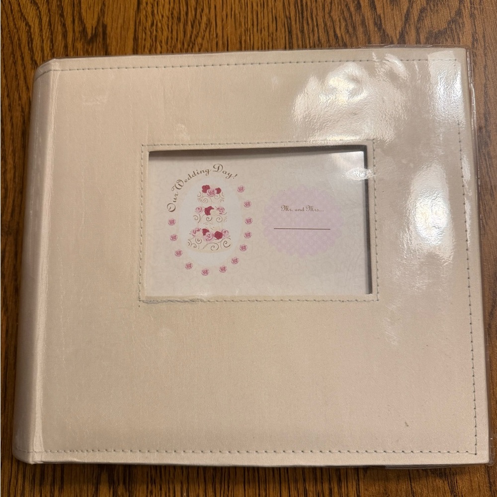 Wedding - Cream Leather-Look Photo Album with Front Window